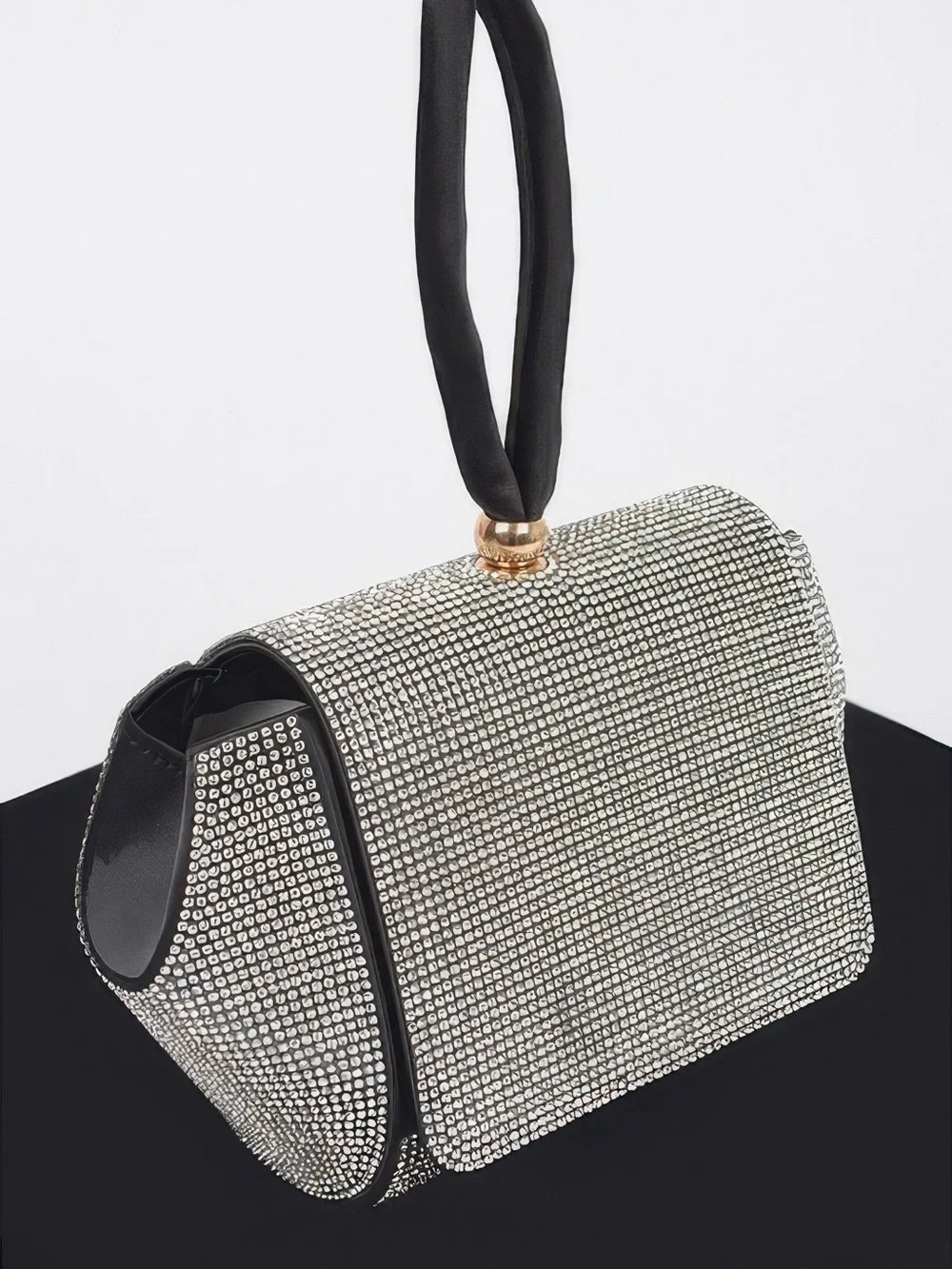 Rhinestone Wrist Band Flap Clutch